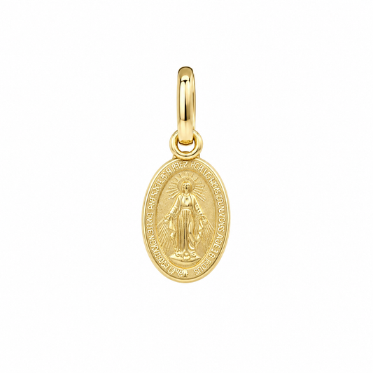 Kleiner Marienanhänger 585 Gelbgold Frontansicht