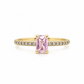 Rosenquarzring aus 585 Gelbgold mit Brillanten in Frontansicht
