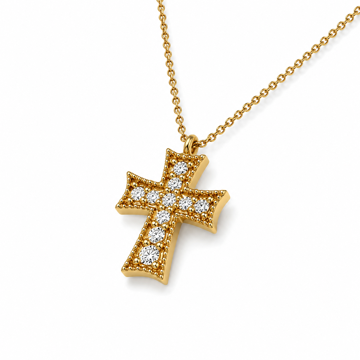 Kreuzkette aus 750 Gold mit Brillanten 0,11 ct. G-VS