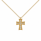 Kreuzkette aus 750 Gold mit Brillanten 0,11 ct. G-VS und 42 cm Kettenlänge auf weißem Hintergrund.