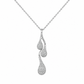 Brillantkette aus 750 Weißgold mit geschwungenem Tropfen-Anhänger, 0,20 ct. TW-SI Brillanten und 42 cm Kettenlänge.