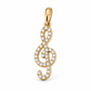 Notenschlüssel Anhänger aus 585 Gelbgold mit Zirkonia besetzt, ca. 18 mm lang