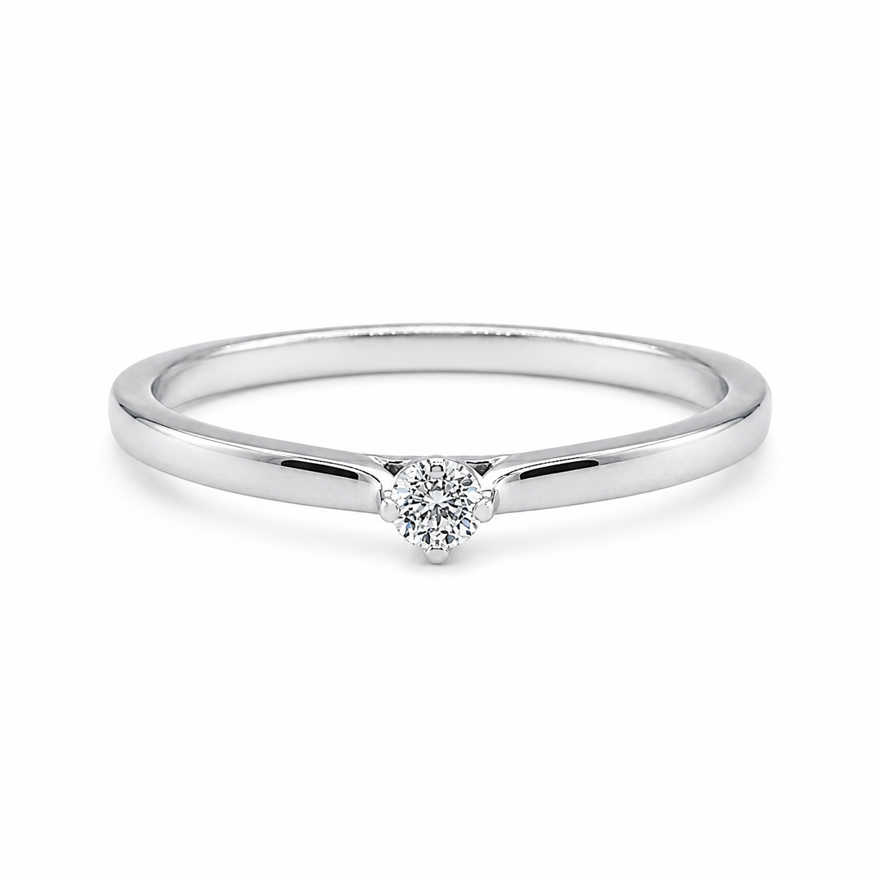 Antragsring aus 750 Weißgold mit 0,08 ct Brillant in TW-SI Qualität, Ringgröße 54