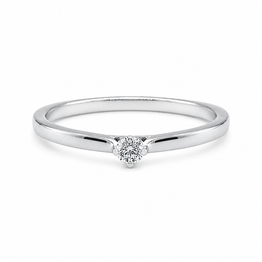 Antragsring aus 750 Weißgold mit 0,08 ct Brillant in TW-SI Qualität, Ringgröße 54