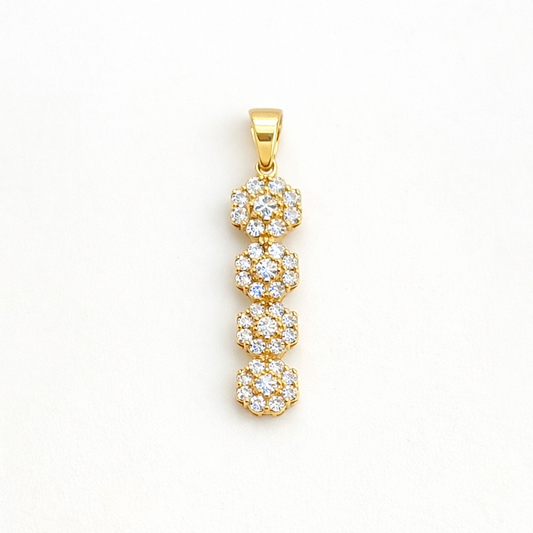 585 Gelbgold Anhänger Zirkonia Blumenreihe