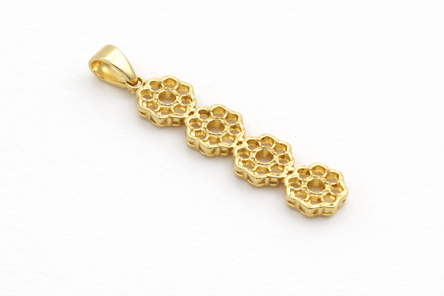585 Gelbgold Anhänger Zirkonia Blumenreihe