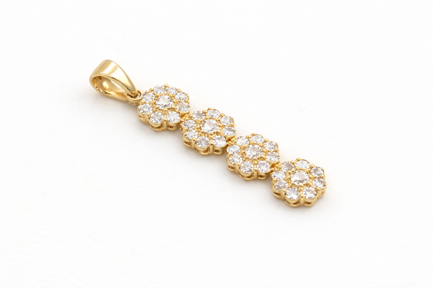 585 Gelbgold Anhänger Zirkonia Blumenreihe