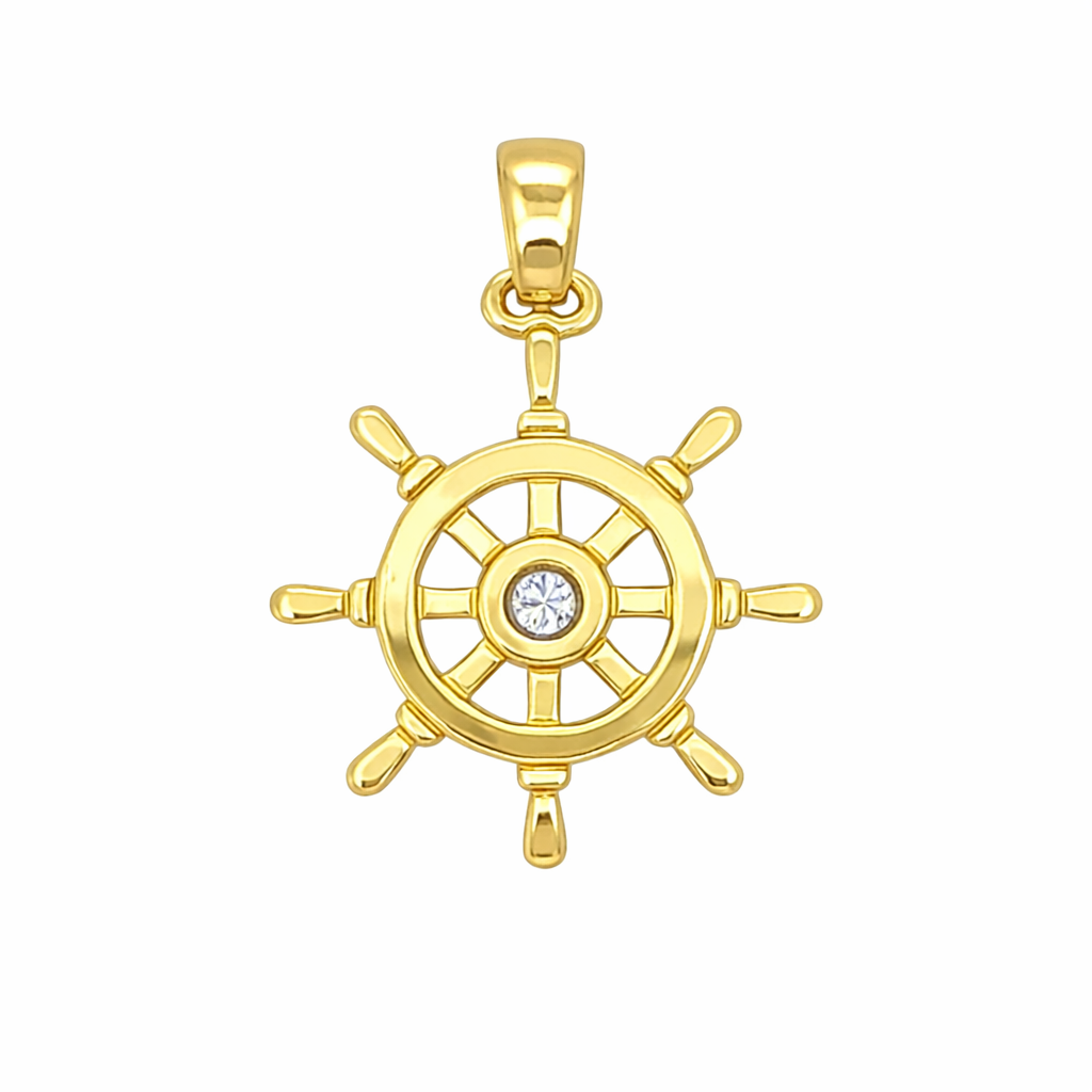 585 Gelbgold Anhänger Steuerrad mit Zirkonia