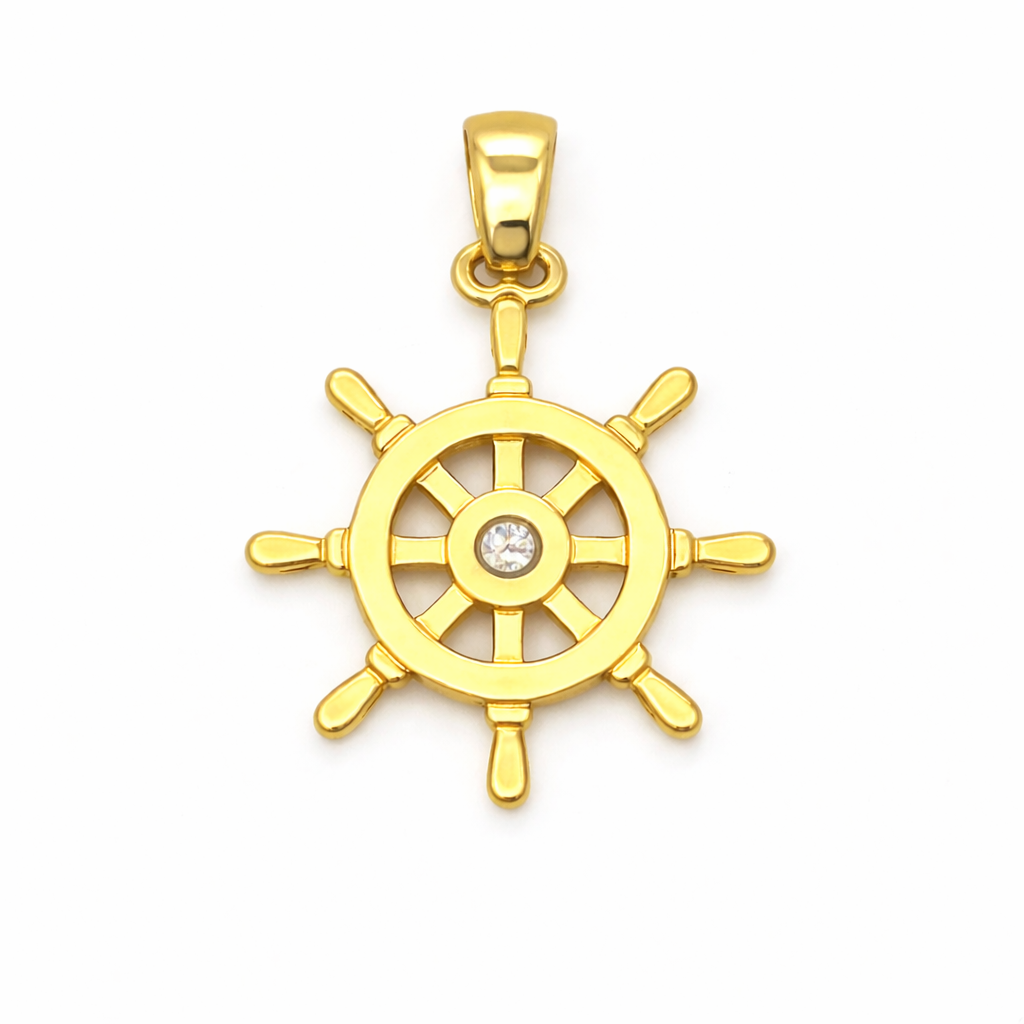 585 Gelbgold Anhänger Steuerrad mit Zirkonia