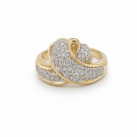 Brillantring aus 585 Gelbgold mit geschwungenem Design und ca. 0,40 ct Brillanten in W-SI Qualität, Ringgröße 55