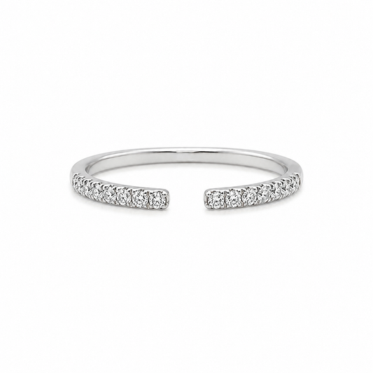 Offener Ring aus 585 Weißgold mit ca. 0,16 ct Brillanten in TW/SI Qualität, Ringgröße 53