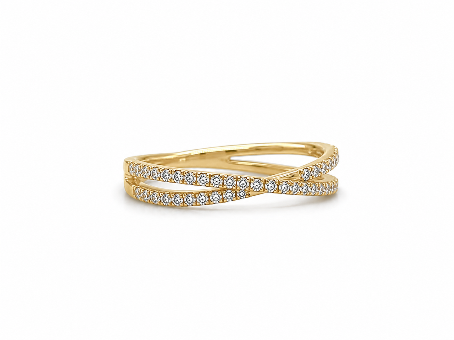 585 Gold Brillantring Cross-Design – 0,34 ct G/SI