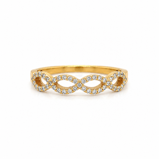 Filigraner Infinity Ring aus 750 Gelbgold mit 0,21 ct Brillanten in G-VS Qualität