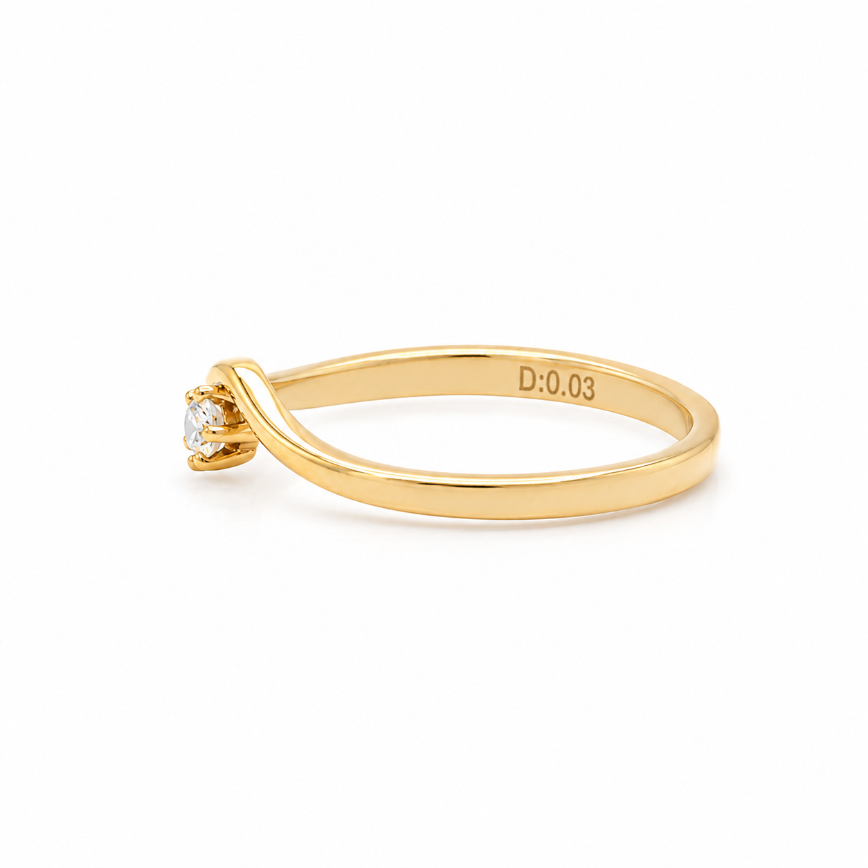 585 Gelbgold Ring mit Diamant 0,03 ct H-SI – Wishbone Design – Größe 54