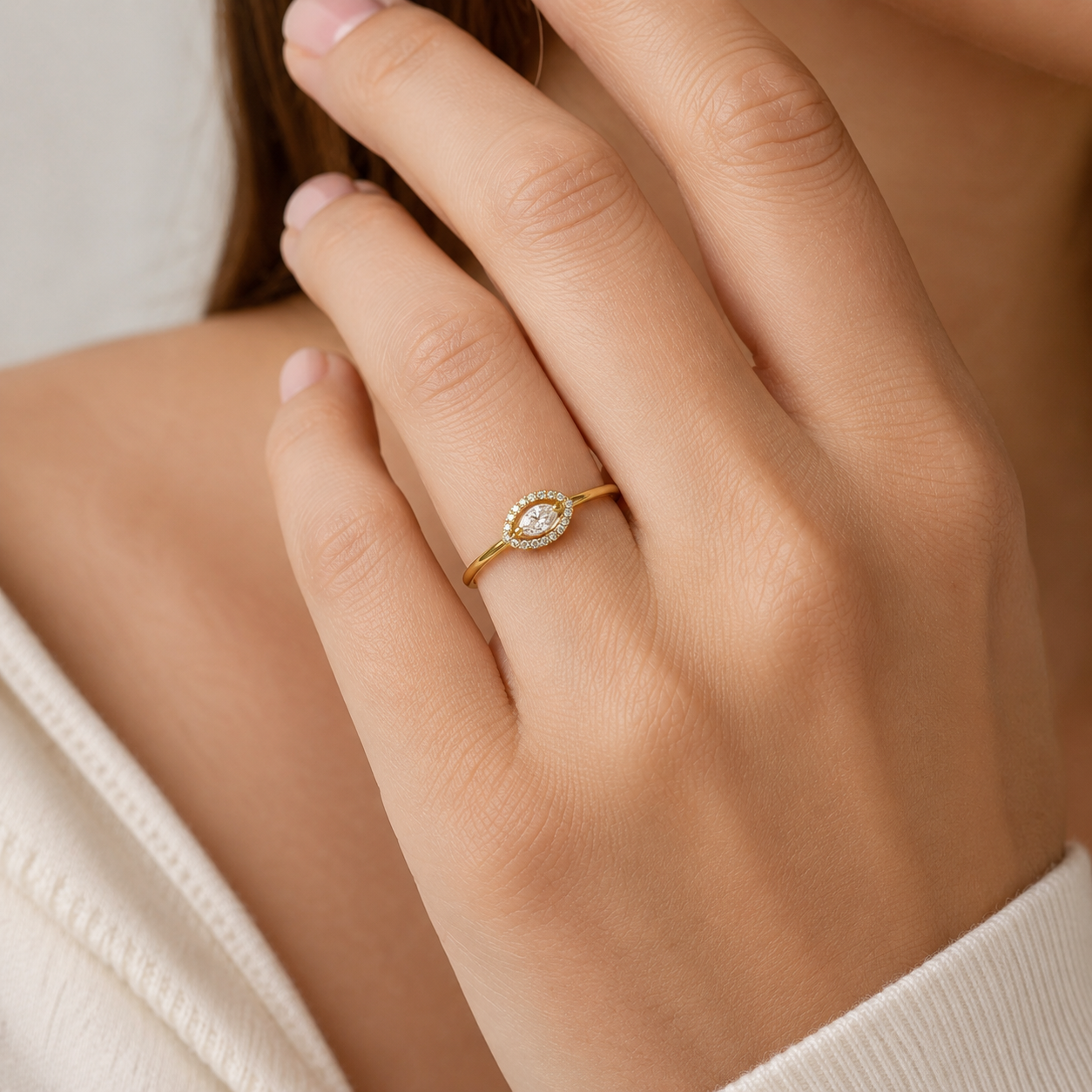 585 Gelbgold Ring mit Marquise-Diamant 