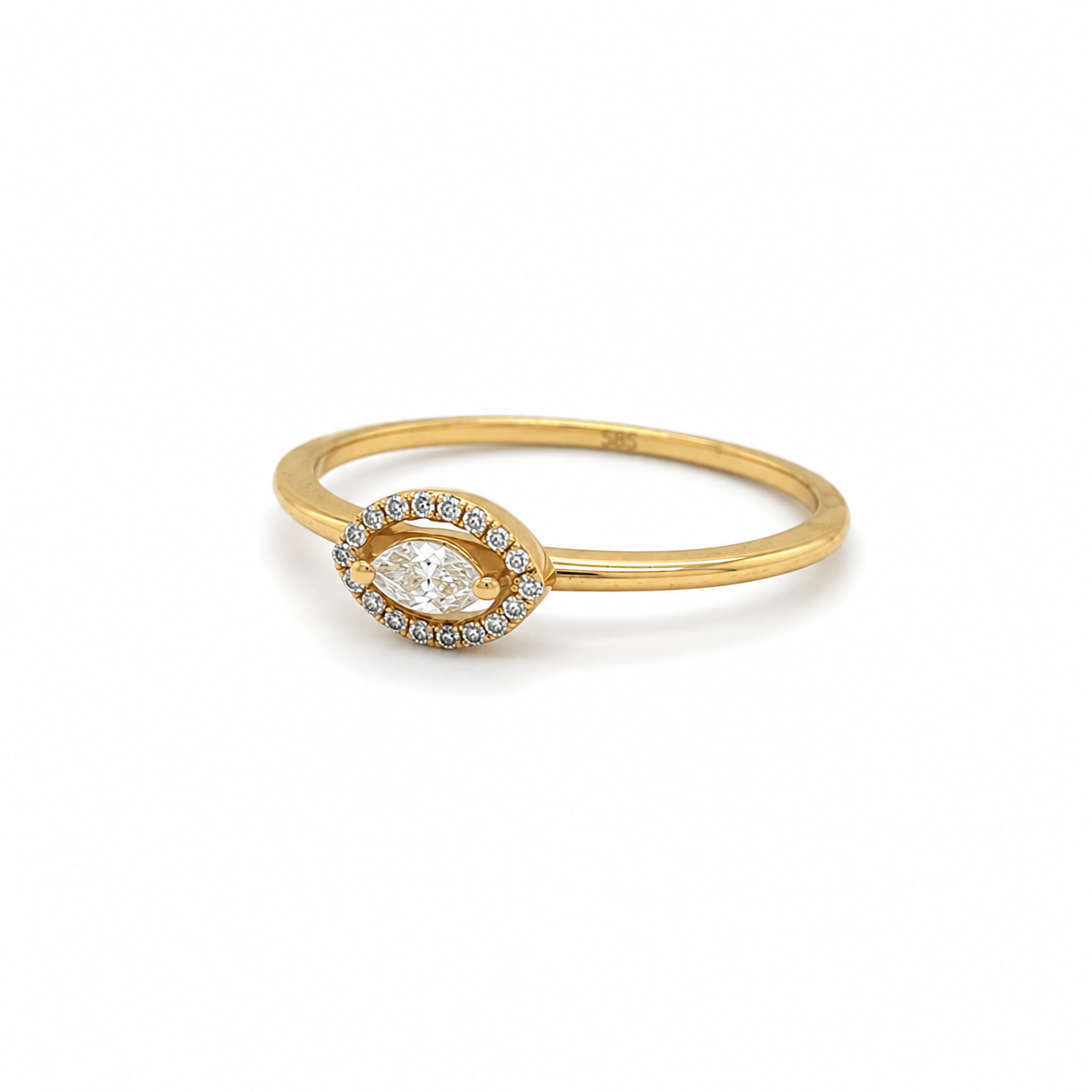 585 Gelbgold Ring mit Marquise-Diamant 0,17 ct H-SI – Größe 54