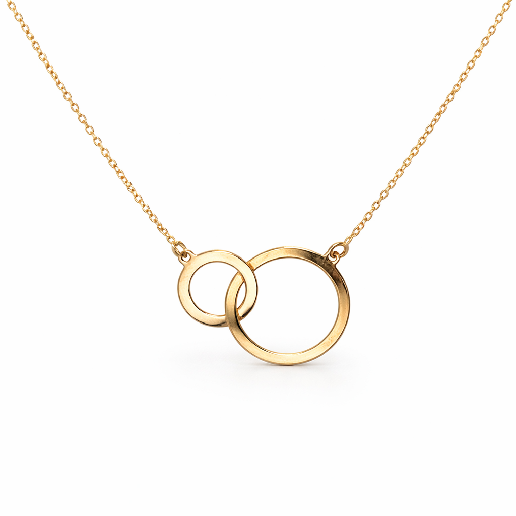 585 Gelbgold Kette mit zwei verbundenen Ringen