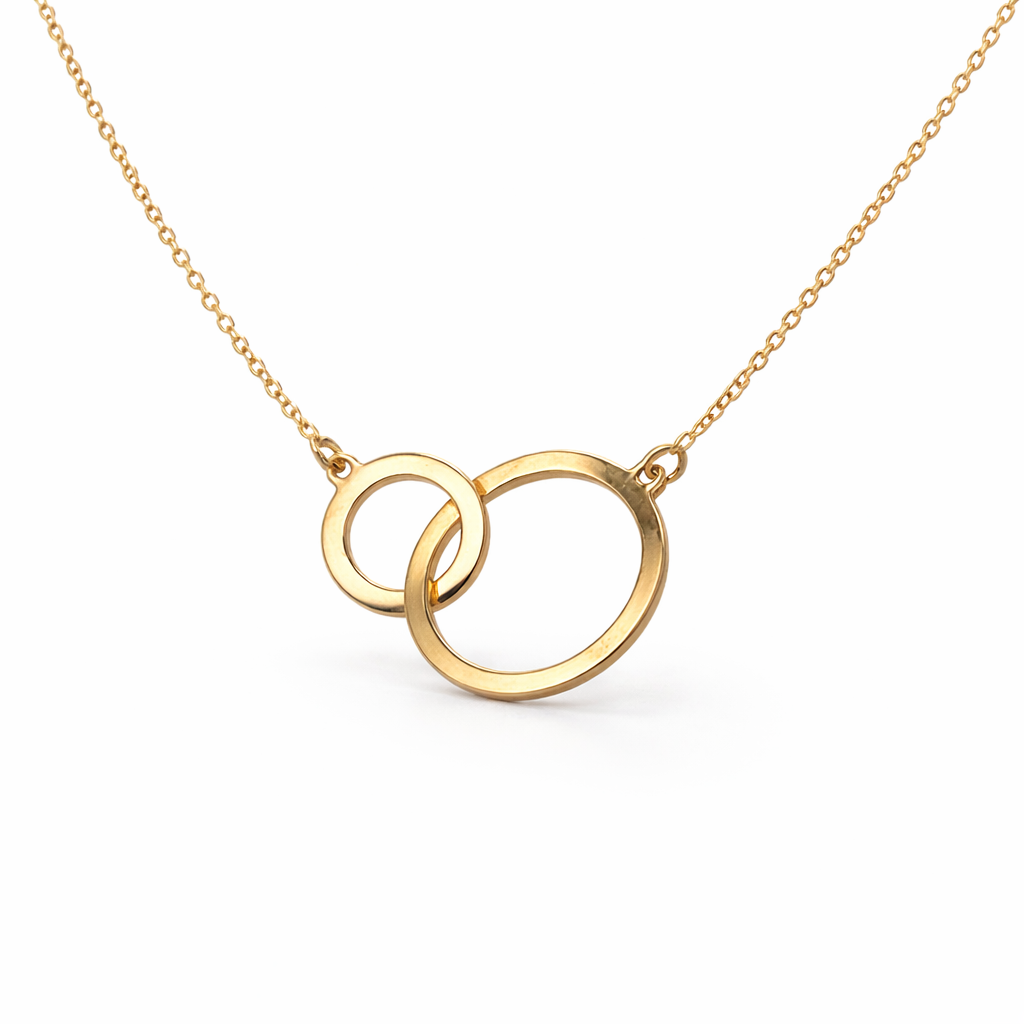 585 Gelbgold Kette mit zwei verbundenen Ringen