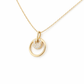 585 Gelbgold Kette Damen mit Zirkonia Anhänger im Doppelkreis-Design