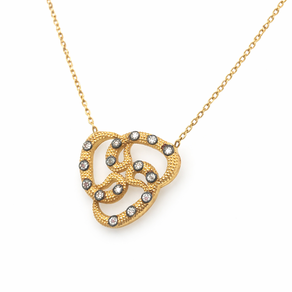 585 Gelbgold Kette mit Zirkonia – verschlungenes Design
