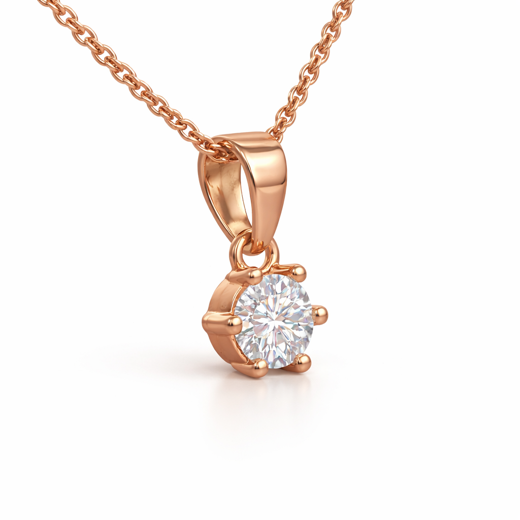 585 Roségold Kette mit Zirkonia Anhänger – klassischer Solitär
