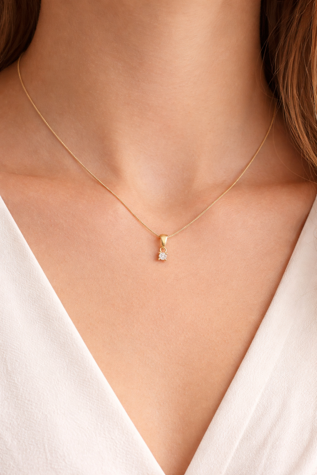 585 Gelbgold Kette mit Zirkonia Anhänger – klassisch & fein
