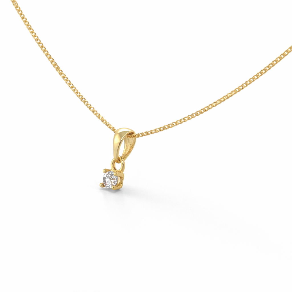 585 Gelbgold Kette mit Zirkonia Anhänger – klassisch & fein