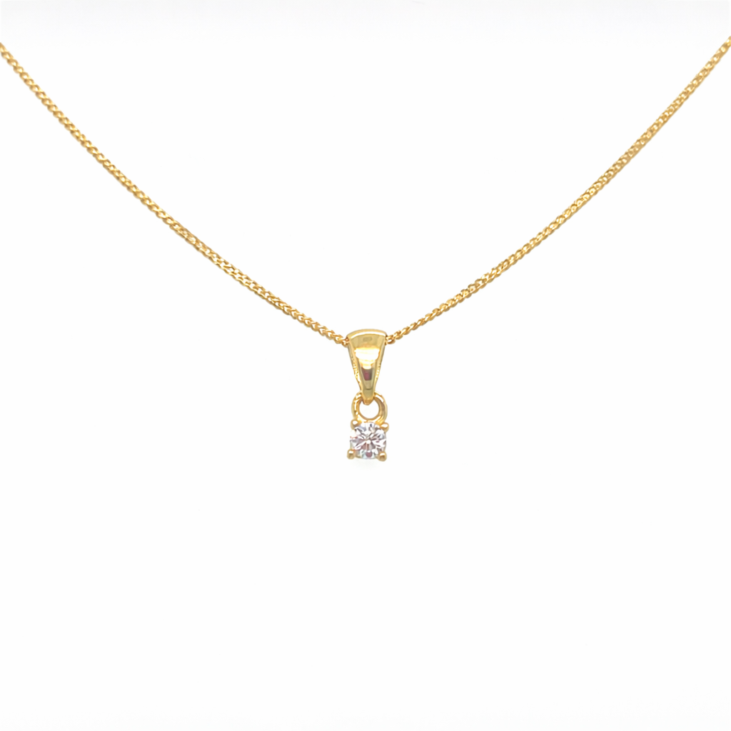 585 Gelbgold Kette mit Zirkonia Anhänger – klassisch & fein