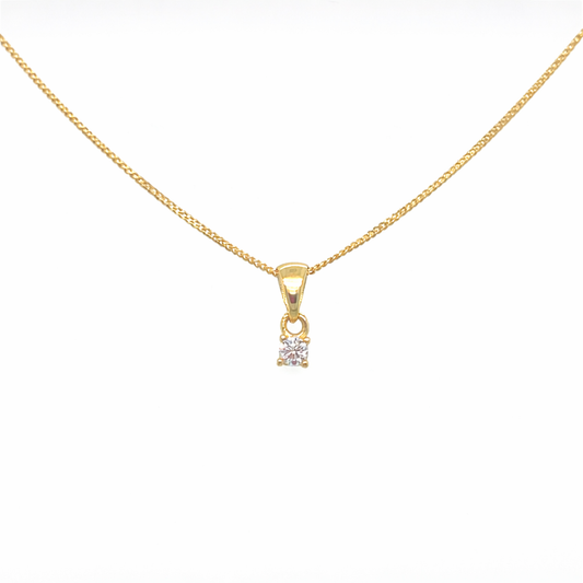 585 Gelbgold Kette mit Zirkonia Anhänger – klassisch & fein