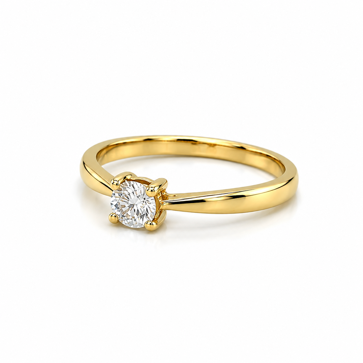 585 Gold Verlobungsring 0,20 ct W/SI – Solitärring Gelbgold – Größe 48
