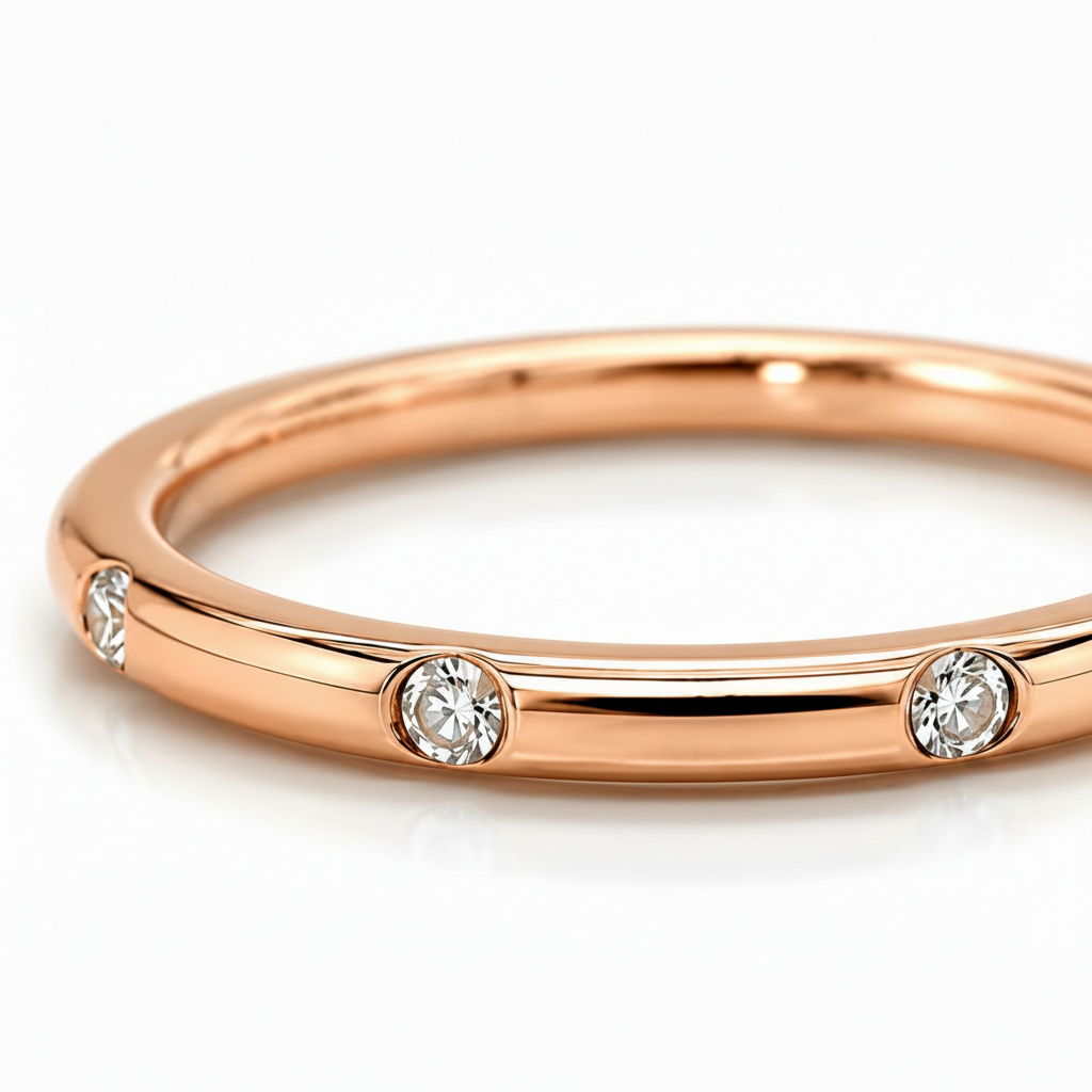 750 Rotgold Brillantring 0,09 ct W/SI – Memoire Ring – Größe 54