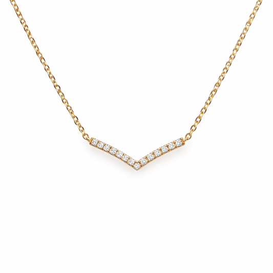 585 Gelbgold Kette mit brillantbesetzter V-Form – 42 cm