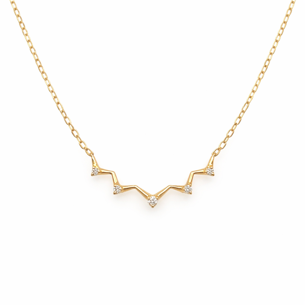 585 Gelbgold Kette mit brillantbesetzter Zickzack-Form 0,05 ct W SI, 41 cm