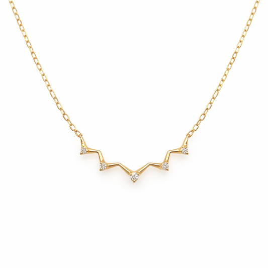 585 Gelbgold Kette mit brillantbesetzter Zickzack-Form 0,05 ct W SI, 41 cm