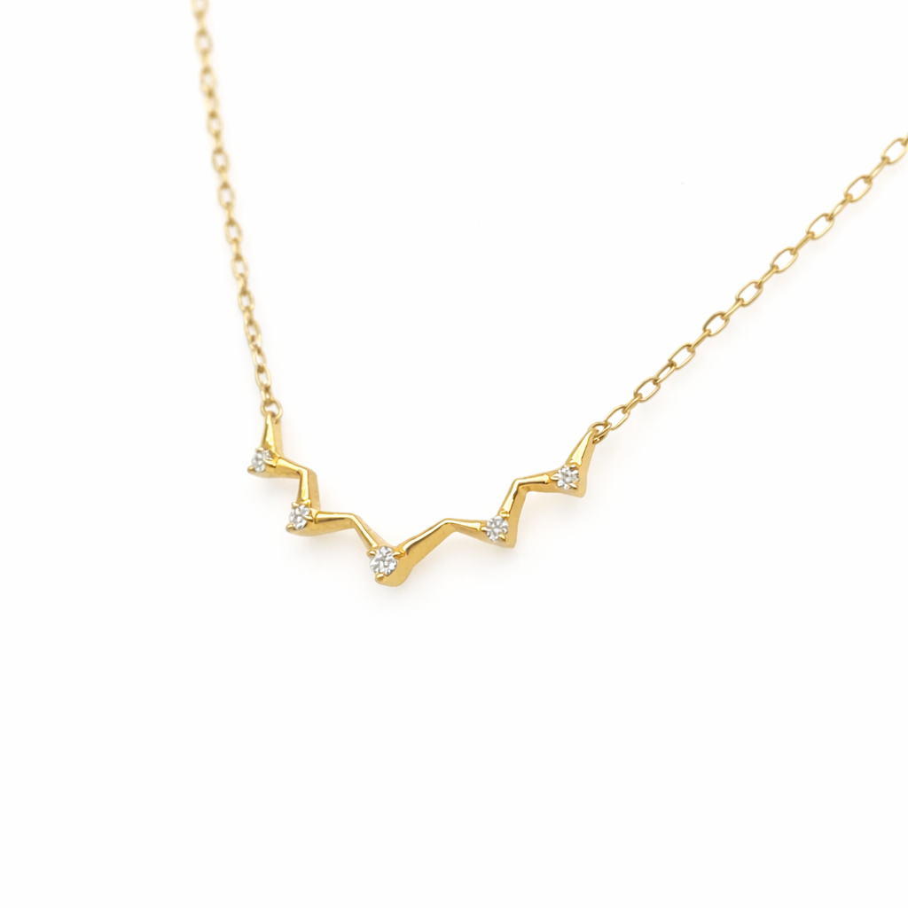 585 Gelbgold Kette mit brillantbesetzter Zickzack-Form – 0,05 ct W/SI, 41 cm
