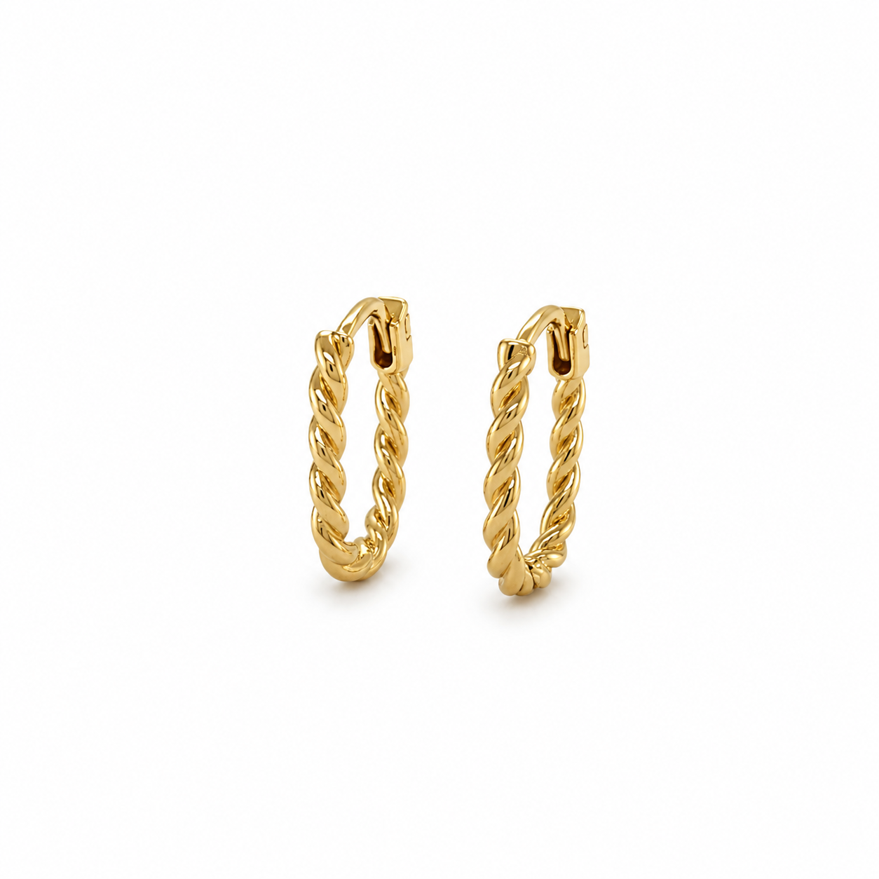 Twist Creolen aus 585 Gelbgold mit gedrehter Kordelstruktur