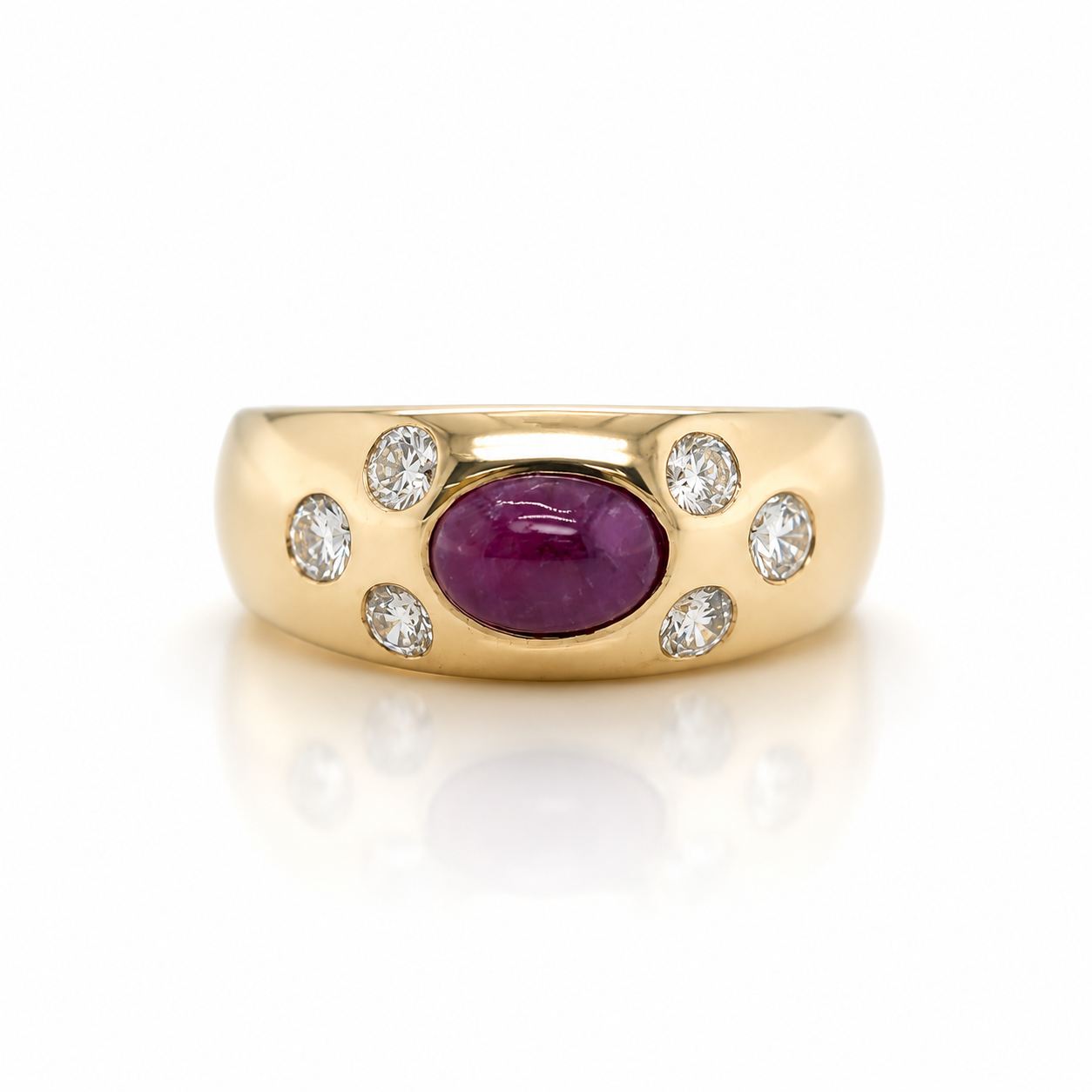 Bandring aus 585 Gelbgold mit Rubin und Brillanten