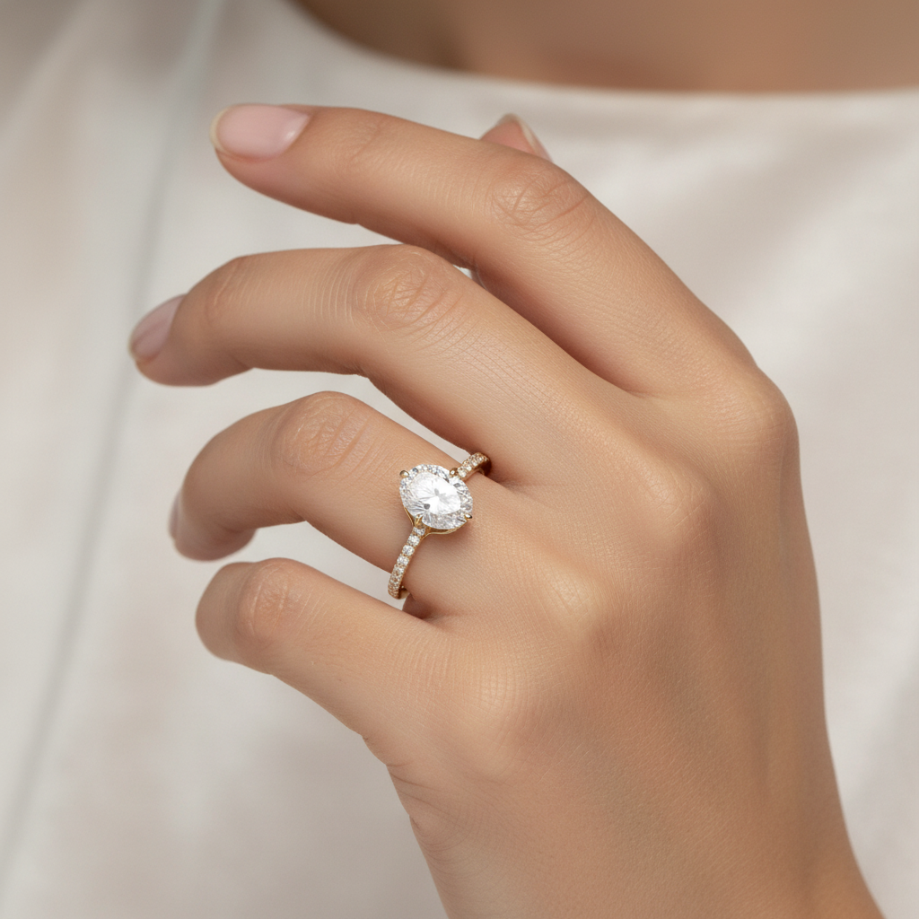 585 Gelbgold Ring mit ovalem Zirkonia – Damenring & Verlobungsring