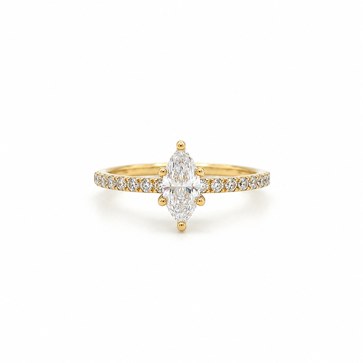 Verlobungsring aus 585 Gelbgold mit Marquise-Zirkonia