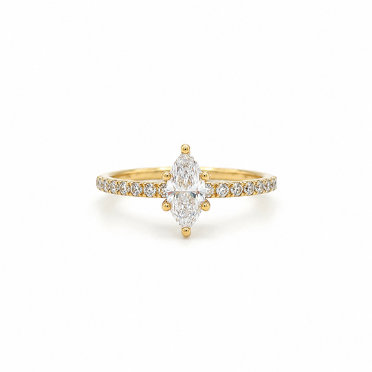 Verlobungsring aus 585 Gelbgold mit Marquise-Zirkonia