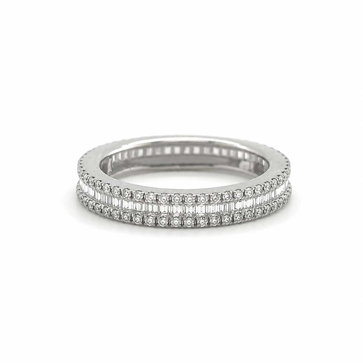 Memoire Ring aus 750 Weißgold mit Diamanten