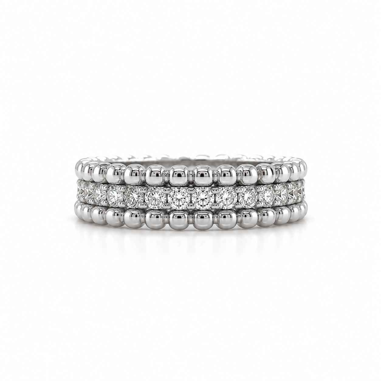 Halbmemoire Ring aus 585 Weißgold mit Brillanten