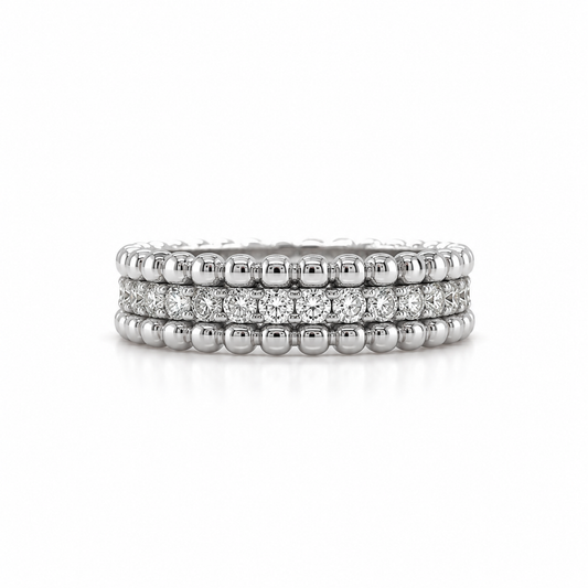 Halbmemoire Ring aus 585 Weißgold mit Brillanten