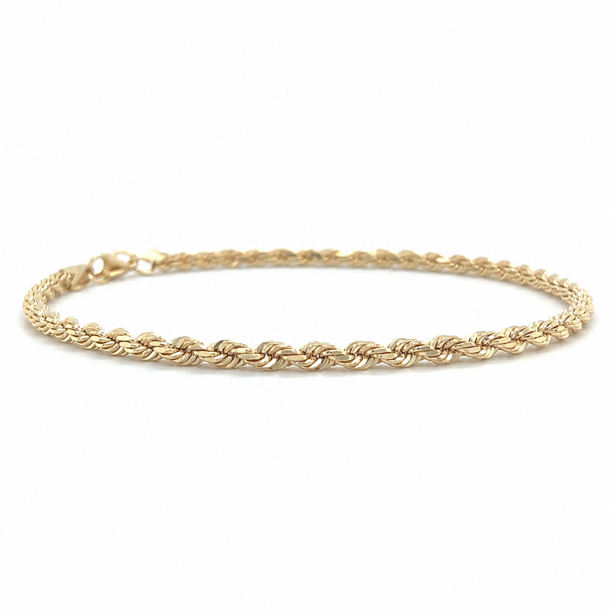 Damenarmband 585 Gelbgold Kordelarmband mit Karabinerverschluss