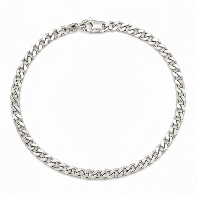 Massives Silberarmband 925 rhodiniert Panzerkette Frontansicht