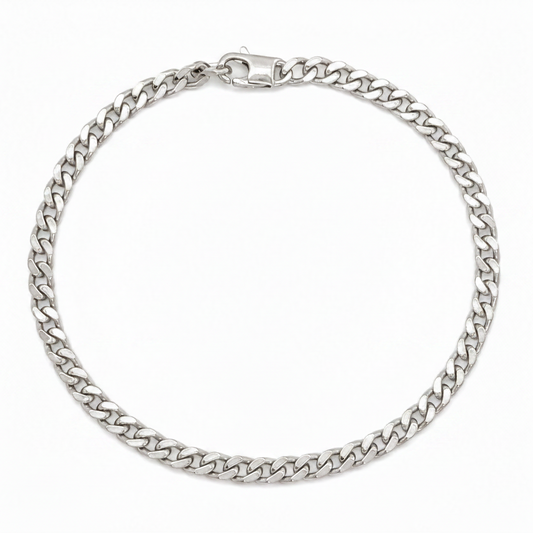 Massives Silberarmband 925 rhodiniert Panzerkette Frontansicht