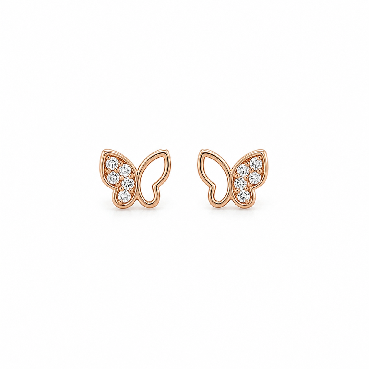 585 Rotgold Ohrstecker Schmetterling mit Zirkonia