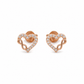 585 Rotgold Herz Ohrstecker mit Zirkonia und Infinity Symbol