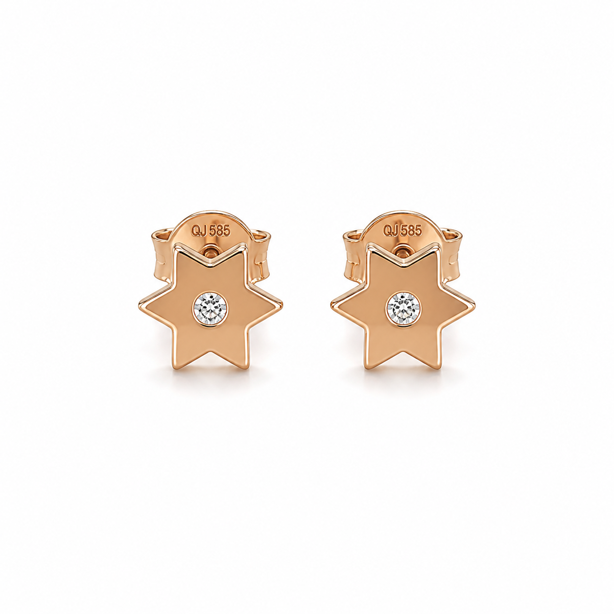 585 Rotgold Ohrstecker Stern mit Zirkonia – 7 mm