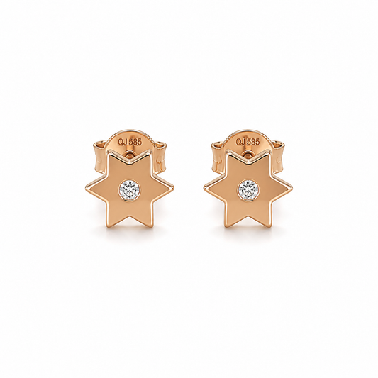 585 Rotgold Ohrstecker Stern mit Zirkonia – 7 mm
